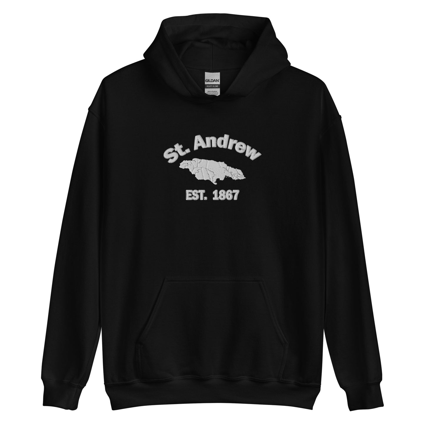 Unisex  ST. ANDREW JAMAICA WHITE EMBROIDERED Hoodie