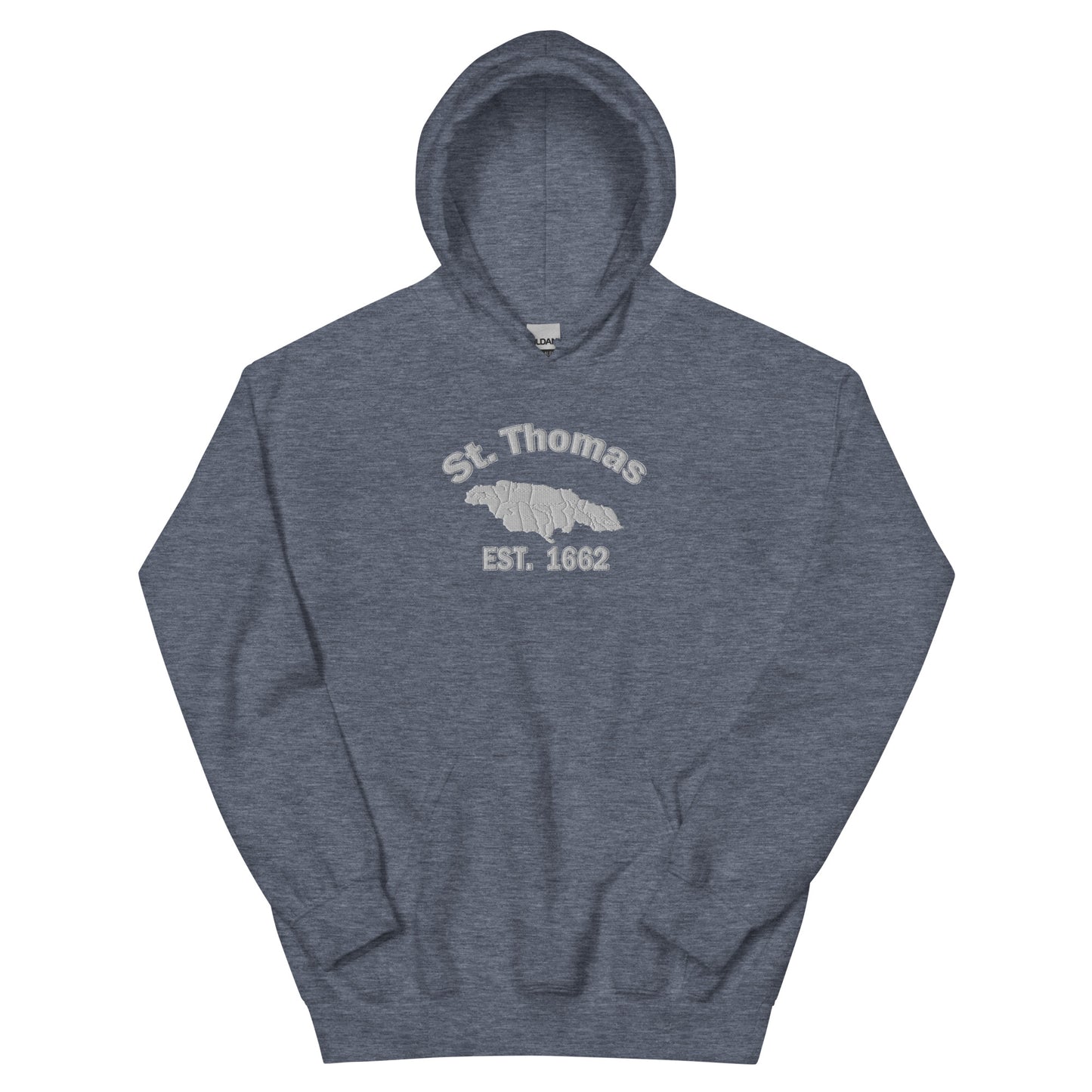 Unisex WHITE EMBROIDERY ST. THOMAS JAMAICA Hoodie