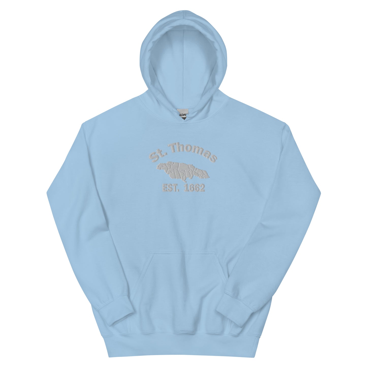 Unisex WHITE EMBROIDERY ST. THOMAS JAMAICA Hoodie