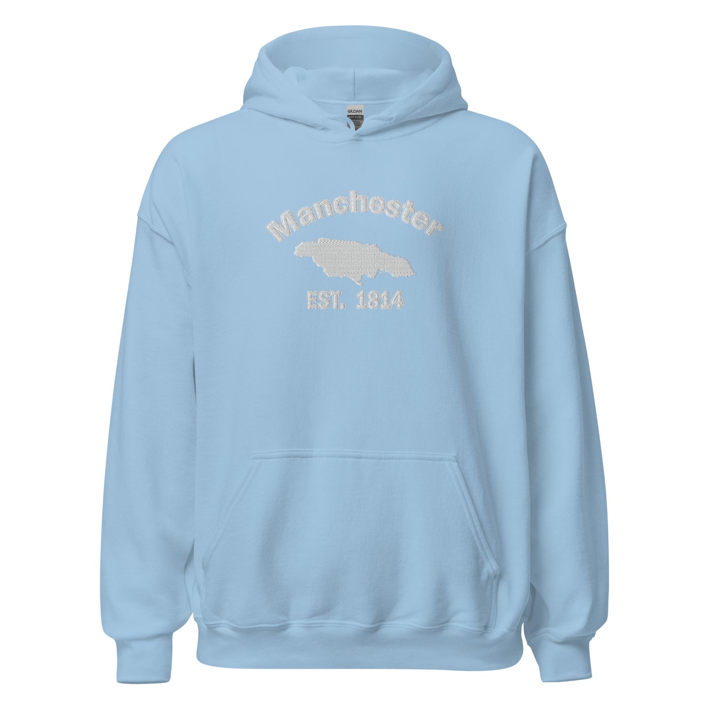 Unisex MANCHESTER JAMAICA WHITE EMBROIDERED Hoodie