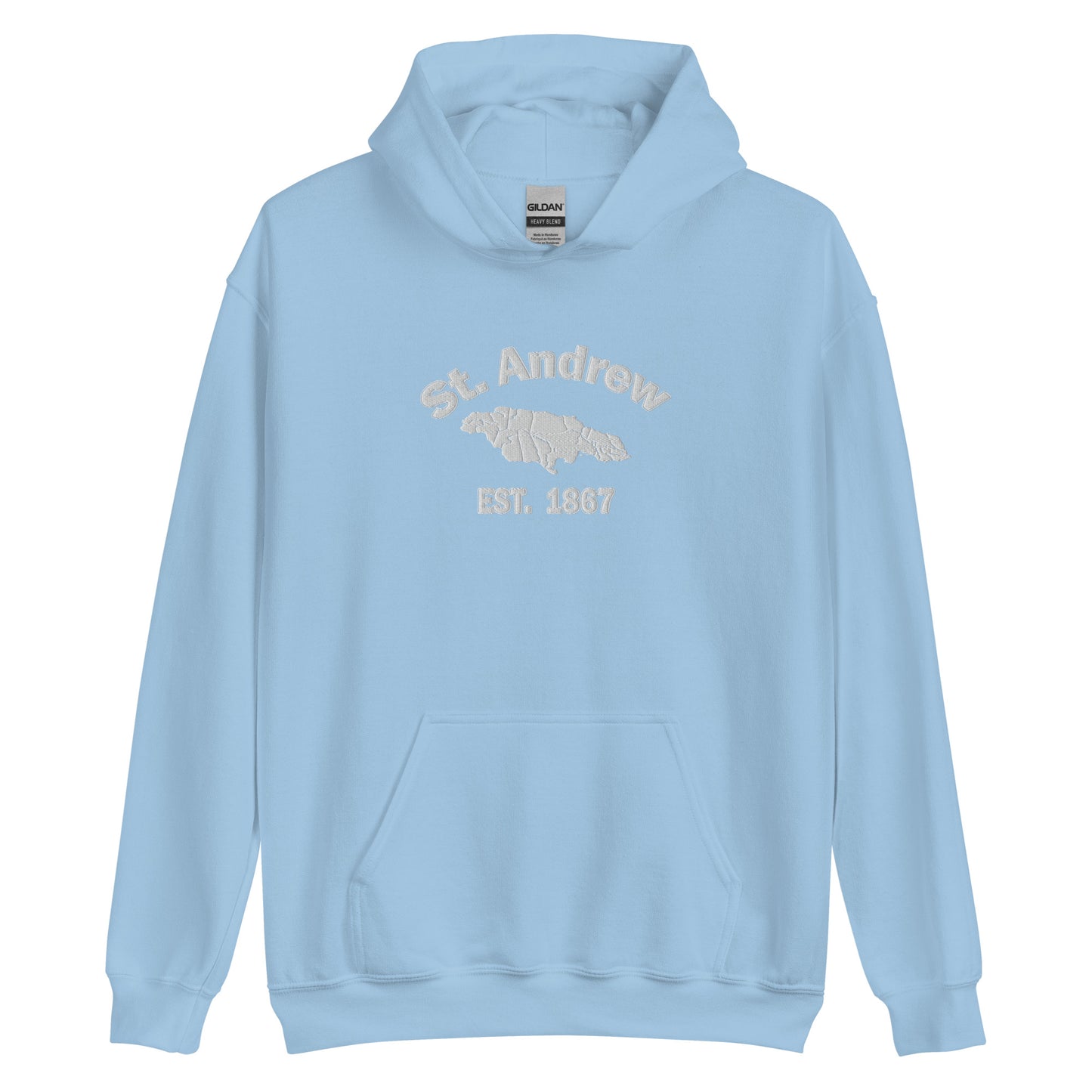 Unisex  ST. ANDREW JAMAICA WHITE EMBROIDERED Hoodie