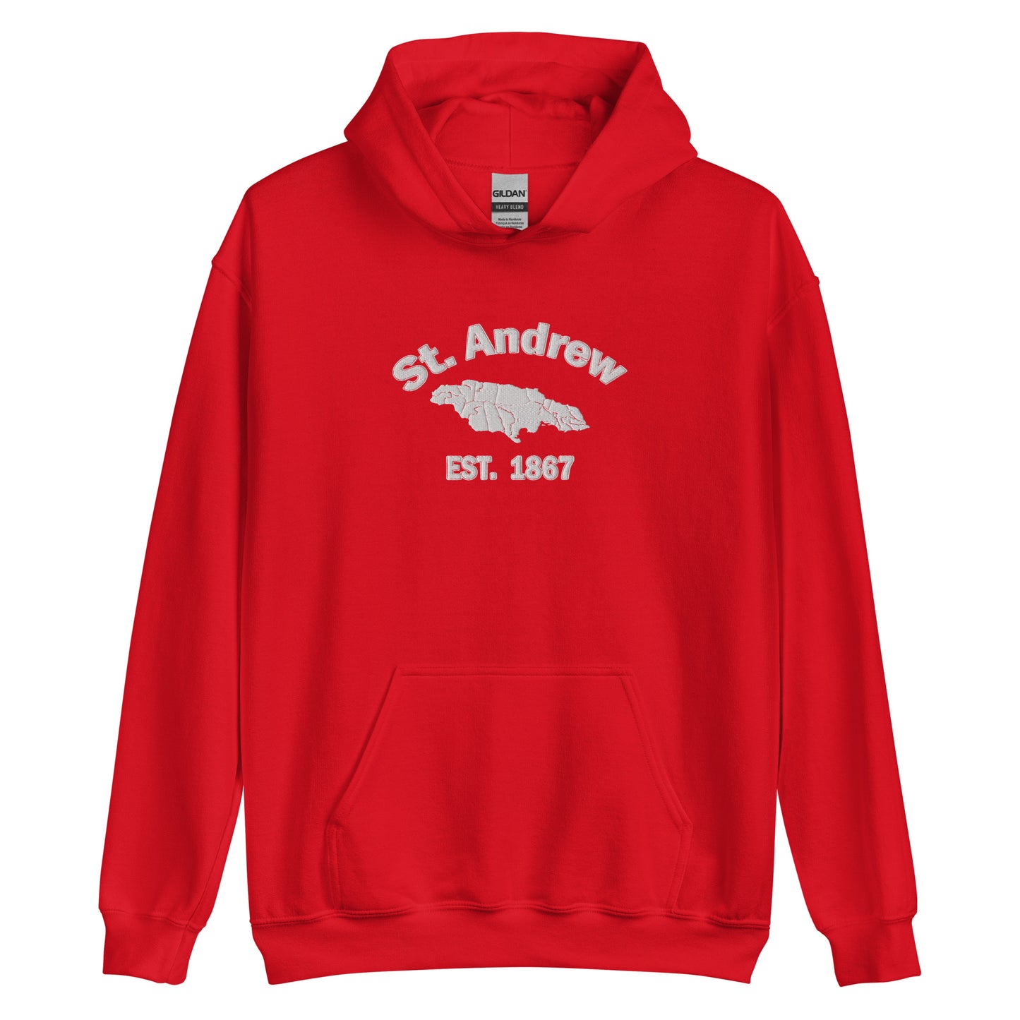 Unisex  ST. ANDREW JAMAICA WHITE EMBROIDERED Hoodie